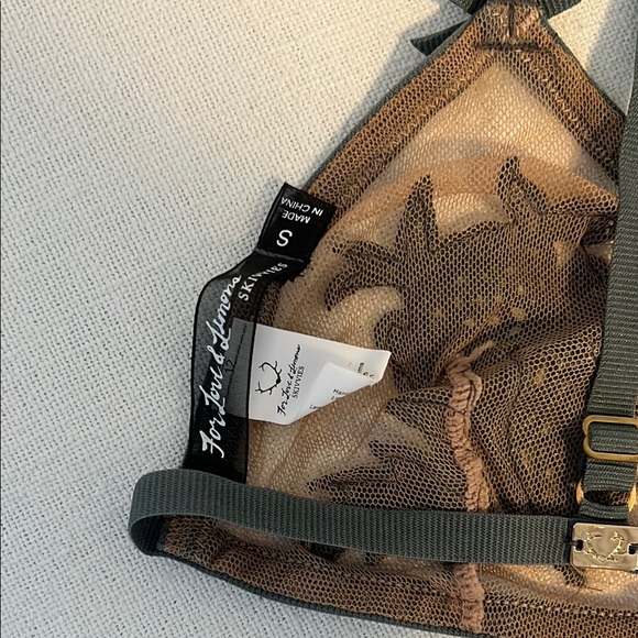 For Love and Lemons Elegant Grey and Tan Lingerie Set - Picture 2 of 4